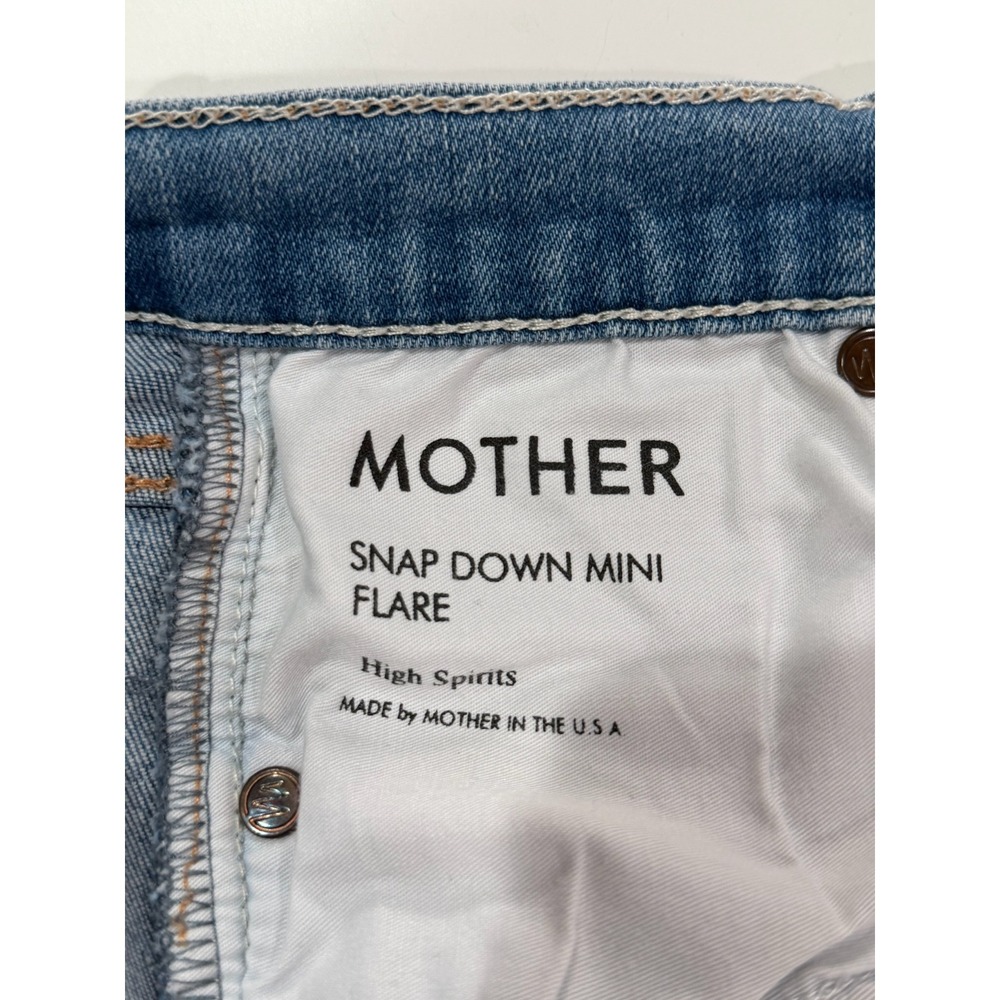 Mother Snap Down Mini Flare Jeans High Spirits Light Wash Denim Size 26 View 5